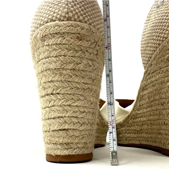 Torrid Size 9.5 WW Wedge White Espadrille Cottagecore Lace Up Ankle 4.5" Heel - Picture 6 of 10
